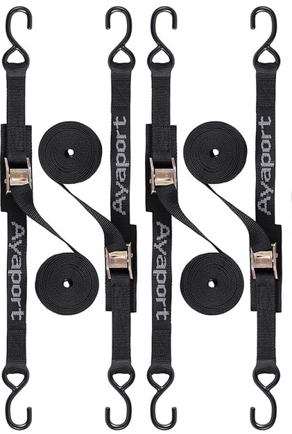 Van secured with straps